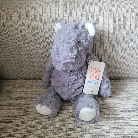 Carters Just One You Target Grey Shaggy Hippo Plush Stuffed Animal Baby Toy NWT - Picture 5 of 6
